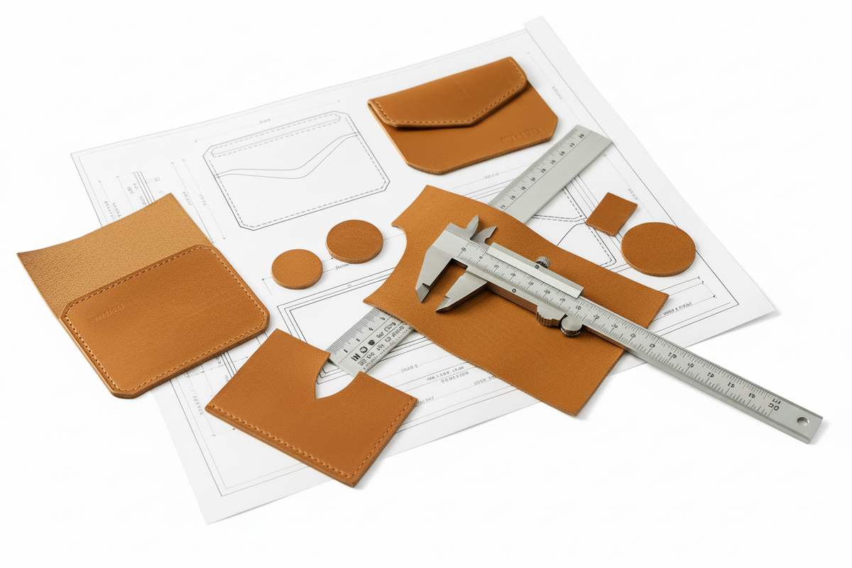 Custom leather build with solid white background